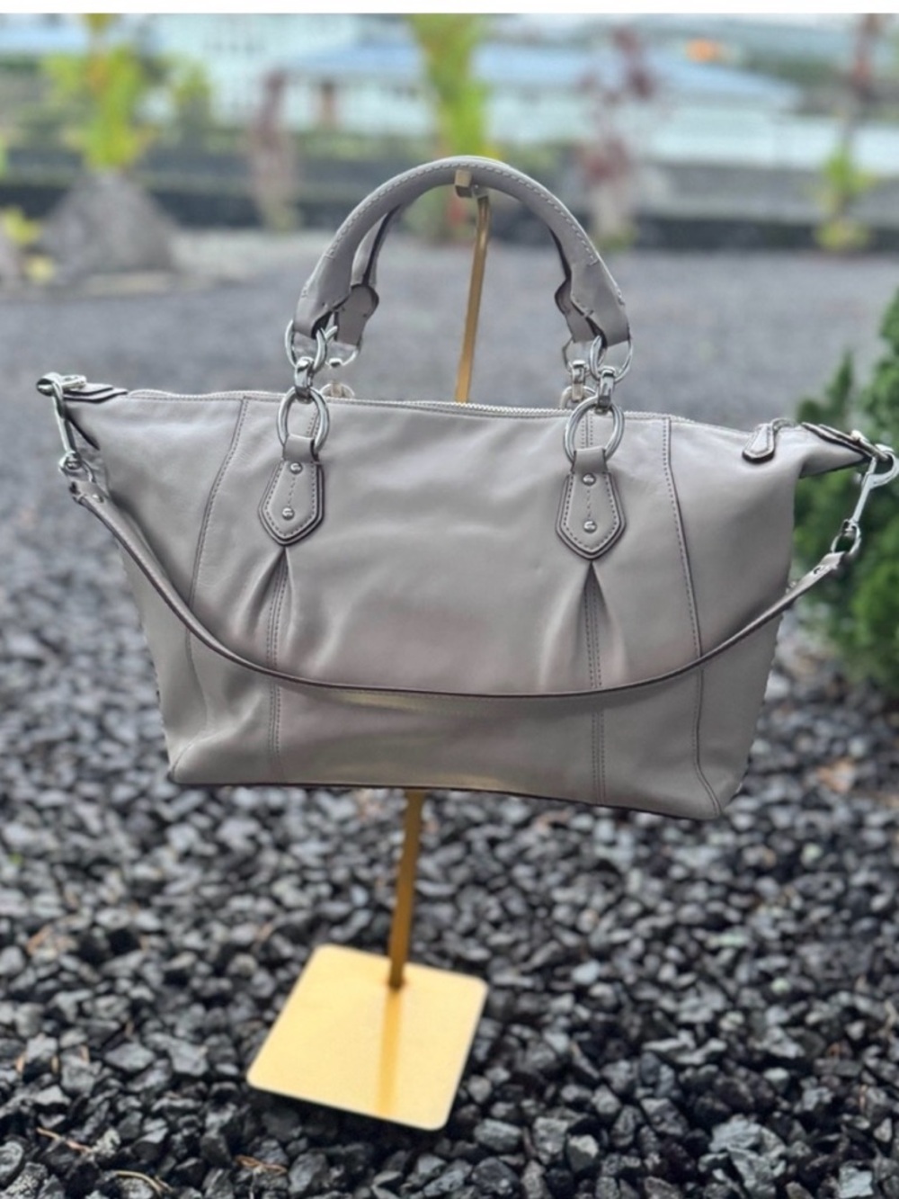 COACH Gray Leather Tote with Silver Hardware NO callouts - Picture 2 of 6